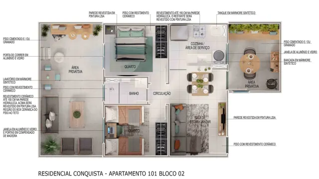 Planta Residencial Conquista — Perspectiva Oficial MRV