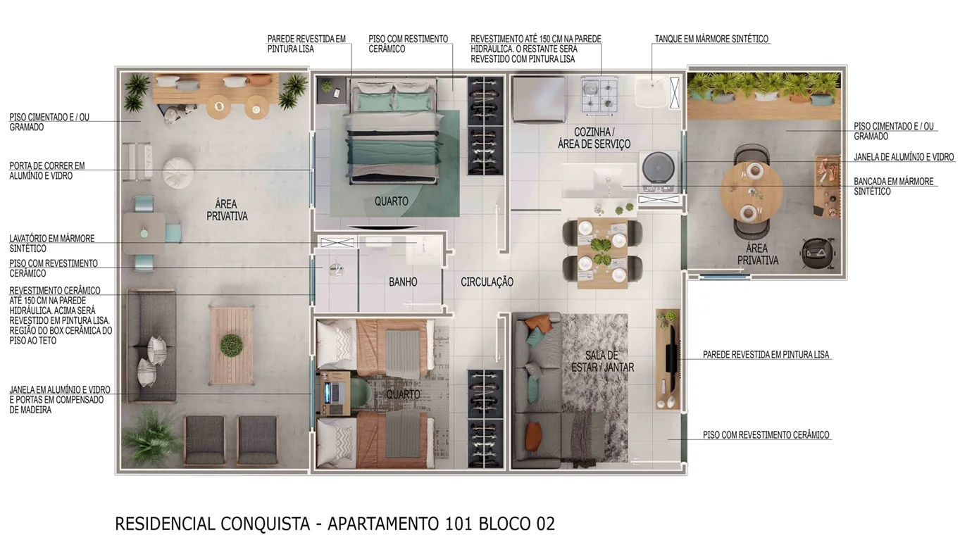 Planta Residencial Conquista — Perspectiva Oficial MRV
