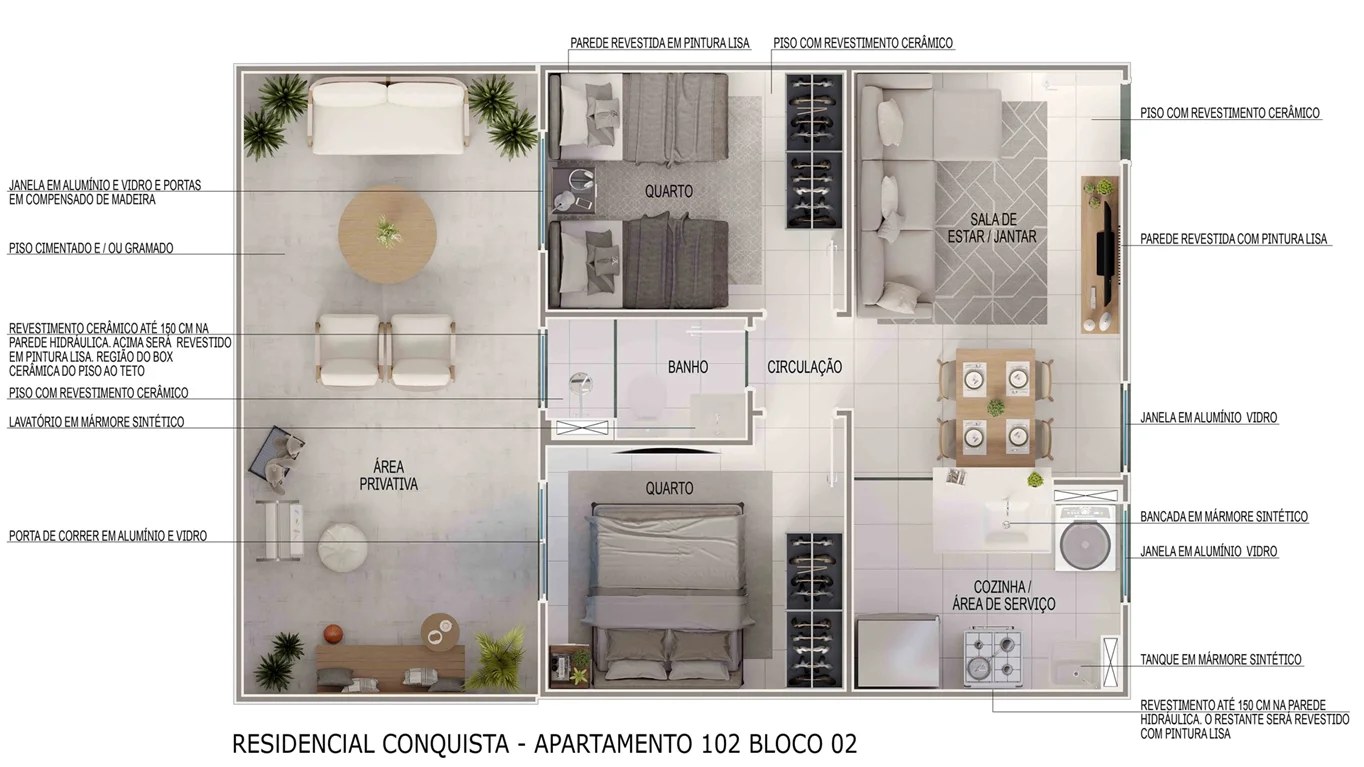 Planta Residencial Conquista — Perspectiva Oficial MRV