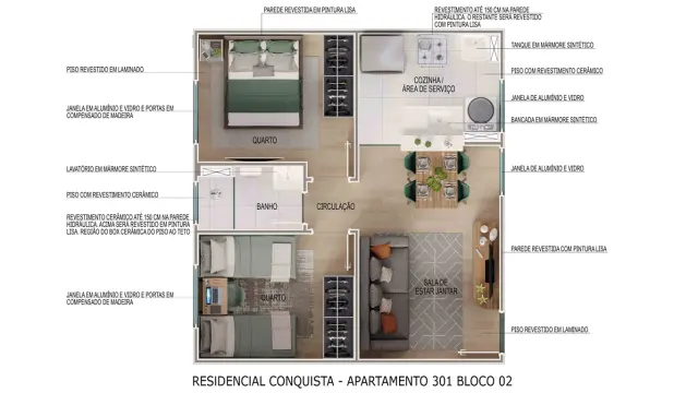 Planta Residencial Conquista — Perspectiva Oficial MRV